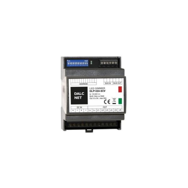 amicello DIN-Rail 6-Channel LED Dimmer with DMX – Constant Voltage Control